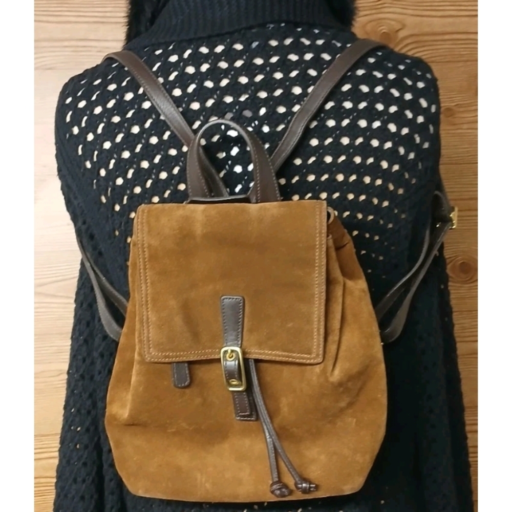 Vintage Coach Brown Suede Bag with Leather Accents